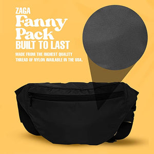 Fanny Pack / Premium Nylon Pack / Water Resistant Pouch / Black / Made In USA