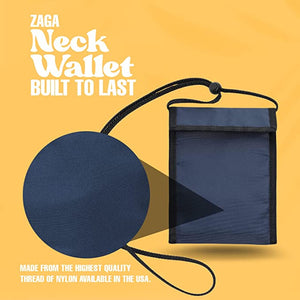 ZAGA  Neck Wallet –  Passport Holder – Easy to Conceal Travel Pouch - Navy Blue