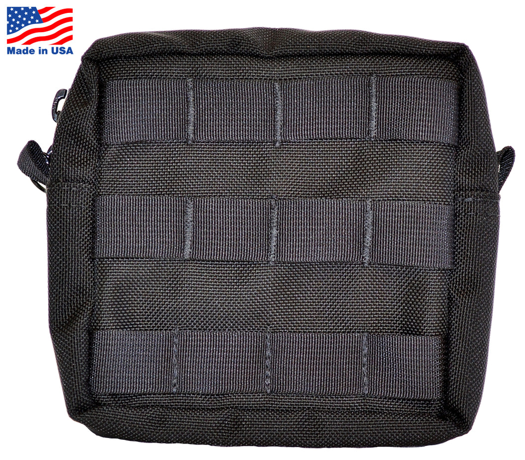 Black Pouch, 6 x 6 , Molle Attachment , Ballistic Nylon